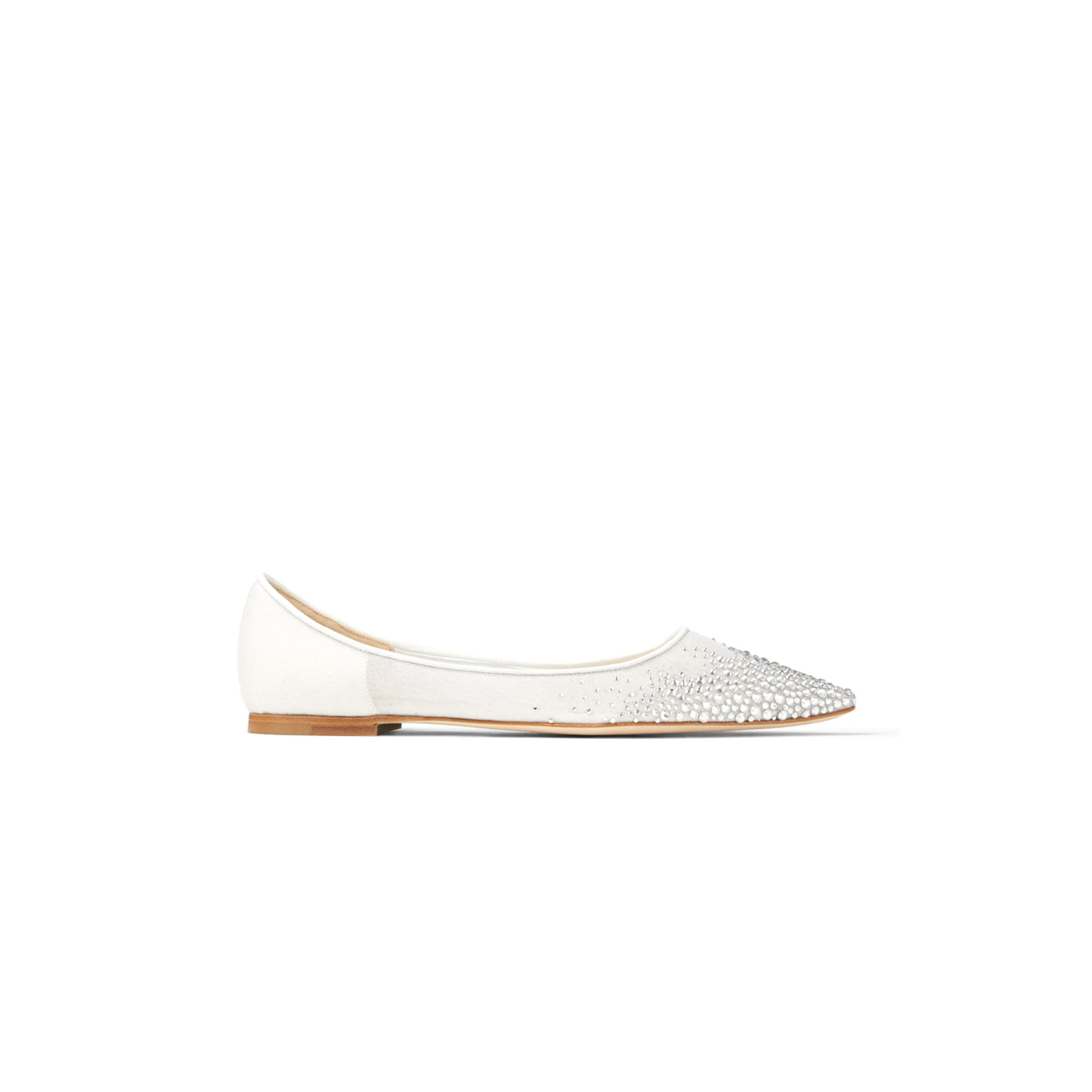 JIMMY CHOO LOVE FLAT WHITE DEGRADE CRYSTAL MESH FLATS LOVEFLATNYT